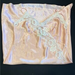Gold Label Victoria's Secret Satin Chemise with Lace - Peach